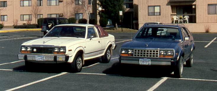 Dan's 1980 Eagle 2 Door Sedan and Dan's 1982 Eagle Wagon at his conominium in Edina, MN. Spring 1994